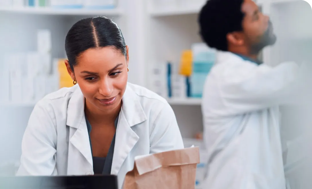 A woman working in a pharmacy